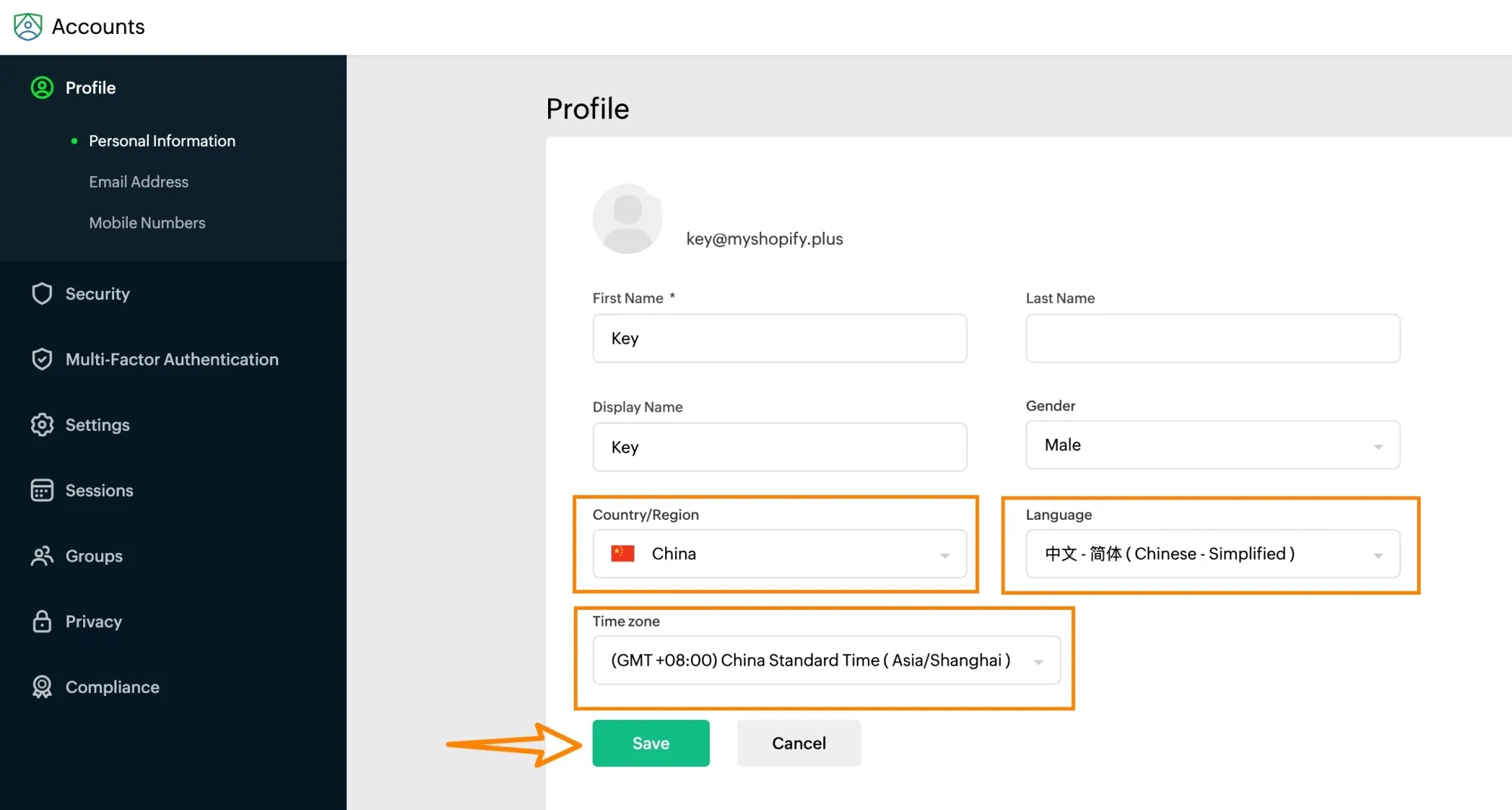 change-zoho-language