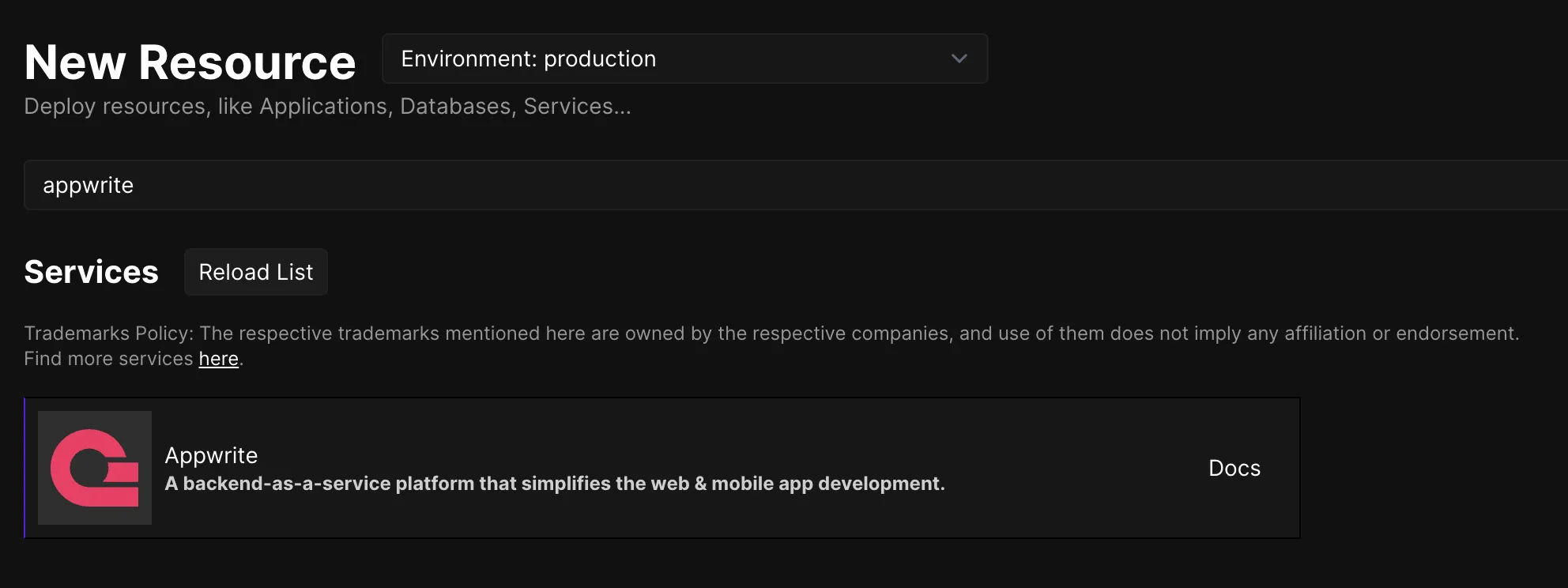 install appwrite